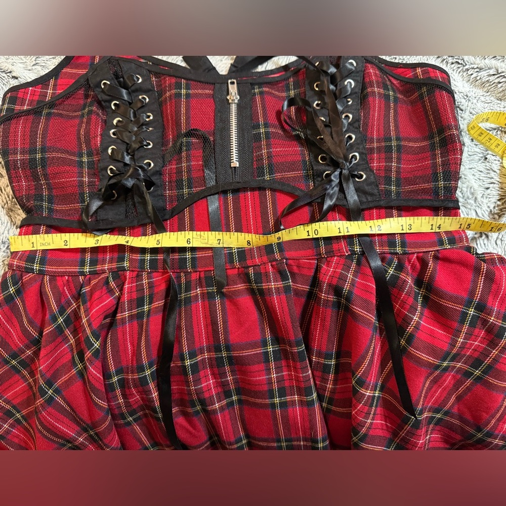 Hell Bunny Red Plaid Dress with Black Accents. Ladies Large - Picture 12 of 12